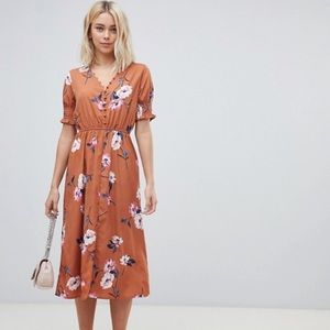 Midi Dress with Puff Sleeves XS